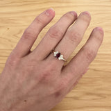Dainty Ruby Ring w Natural Diamond Accents in Solid 14K Yellow Gold | Oval 6x4mm