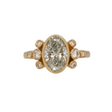 2Ct Lab Diamond Ring with Bezel-Set Lab Diamond Accents in Solid 14K Gold - 10x7mm Luxury Fine Jewelry Ring for Women