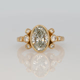 2Ct Lab Diamond Ring with Bezel-Set Lab Diamond Accents in Solid 14K Gold - 10x7mm Luxury Fine Jewelry Ring for Women