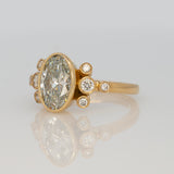 2Ct Lab Diamond Ring with Bezel-Set Lab Diamond Accents in Solid 14K Gold - 10x7mm Luxury Fine Jewelry Ring for Women