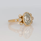 2Ct Lab Diamond Ring with Bezel-Set Lab Diamond Accents in Solid 14K Gold - 10x7mm Luxury Fine Jewelry Ring for Women