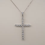 14K white gold lab grown diamond pendant with diamond accents