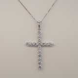 14K white gold lab grown diamond pendant with diamond accents