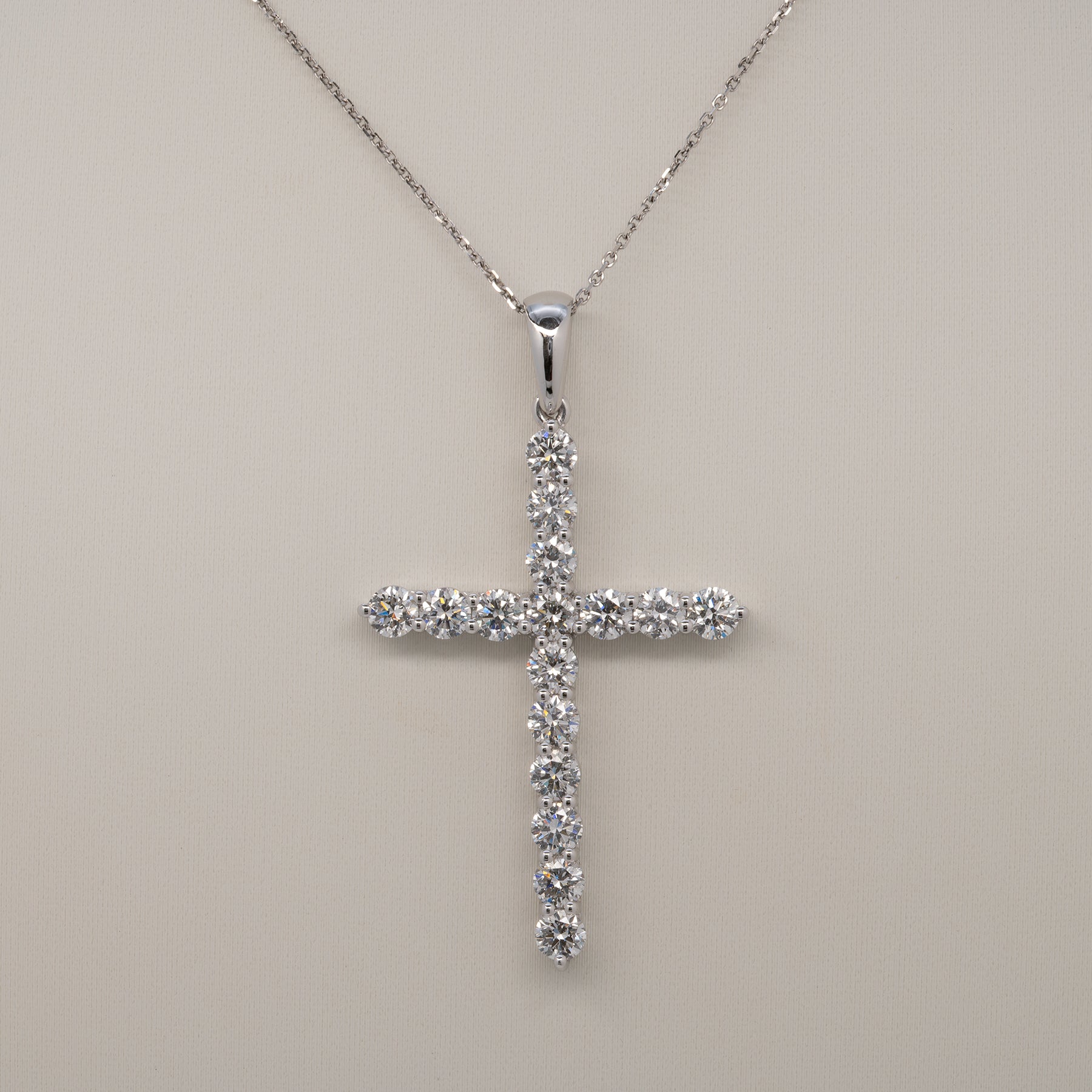 14K white gold lab grown diamond pendant with diamond accents