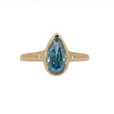 Elegant 2 Carat Blue Lab-Grown Diamond Ring with Genuine Natural Diamond Accents: Solid 14K Gold Statement Ring, 11x6mm