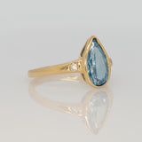 Elegant 2 Carat Blue Lab-Grown Diamond Ring with Genuine Natural Diamond Accents: Solid 14K Gold Statement Ring, 11x6mm