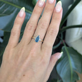 Elegant 2 Carat Blue Lab-Grown Diamond Ring with Genuine Natural Diamond Accents: Solid 14K Gold Statement Ring, 11x6mm