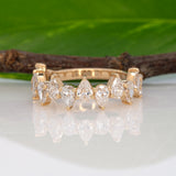 Marguerite | 1.91ctw Diamond Band with 13 Pear Lab Diamonds in Solid 14K Yellow Gold – Pear Diamond Sparkle