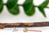 14K Solid Gold Lab-Created Diamond Martini Solitaire Stud Earrings | Round 3mm