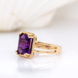 Elowen 14K Yellow Gold Solitaire Zambian Amethyst Ring | EM 10x8mm