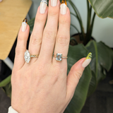 Lorelai Solid 14k Gold Aquamarine Ring with Natural Diamonds Accents, 9x7mm