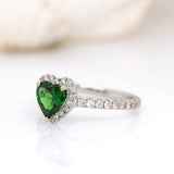 Hiya 14K White Gold Tsavorite Garnet and Diamonds Ring | 7x6.5mm