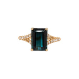 Apsara 14K Yellow Gold Indicolite Tourmaline Diamond Ring | EM 10x7mm