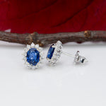 14K white gold ceylon blue sapphire earrings