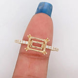 Dainty Emerald Cut Ring Semi Mount | Customizable