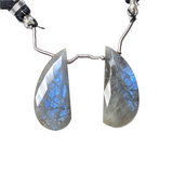 Natural Untreated Labradorite | Drilled Matching | Pair Wing Shape- Side Drilled Beautiful Faceted Gem | 29x13x6mm