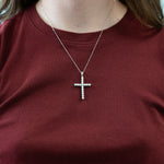 14K white gold lab grown diamond pendant with diamond accents