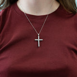 14K white gold lab grown diamond pendant with diamond accents