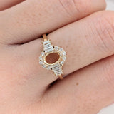 Fabulous Ring Setting W Natural Baguette and Round Diamond Accents in 14K Solid Gold | Oval Shape | Customizable