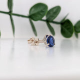 Blue Sapphire Round Stud Earrings | Solitaire Studs