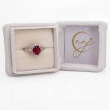 Robin Solid 14K Gold 1.5ct Rubellite Garnet Ring with Natural Diamond Accent, 8.4x7mm