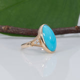 14K yellow gold sleeping beauty turquoise ring