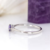 Amaira 14K White Gold Purple Sapphire and Diamond Ring | OV 5x4mm