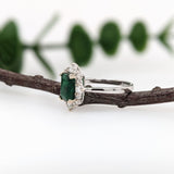 Trisha 14K White Gold Zambian Emerald Diamond Ring | EM 8x6mm