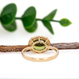 Priyal 14K Yellow Gold Peridot and Diamond Ring | OV 10x8mm
