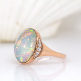 Harriet 14K Solid Rose Gold Ethiopian Opal and Diamond Ring | OV 17x13mm