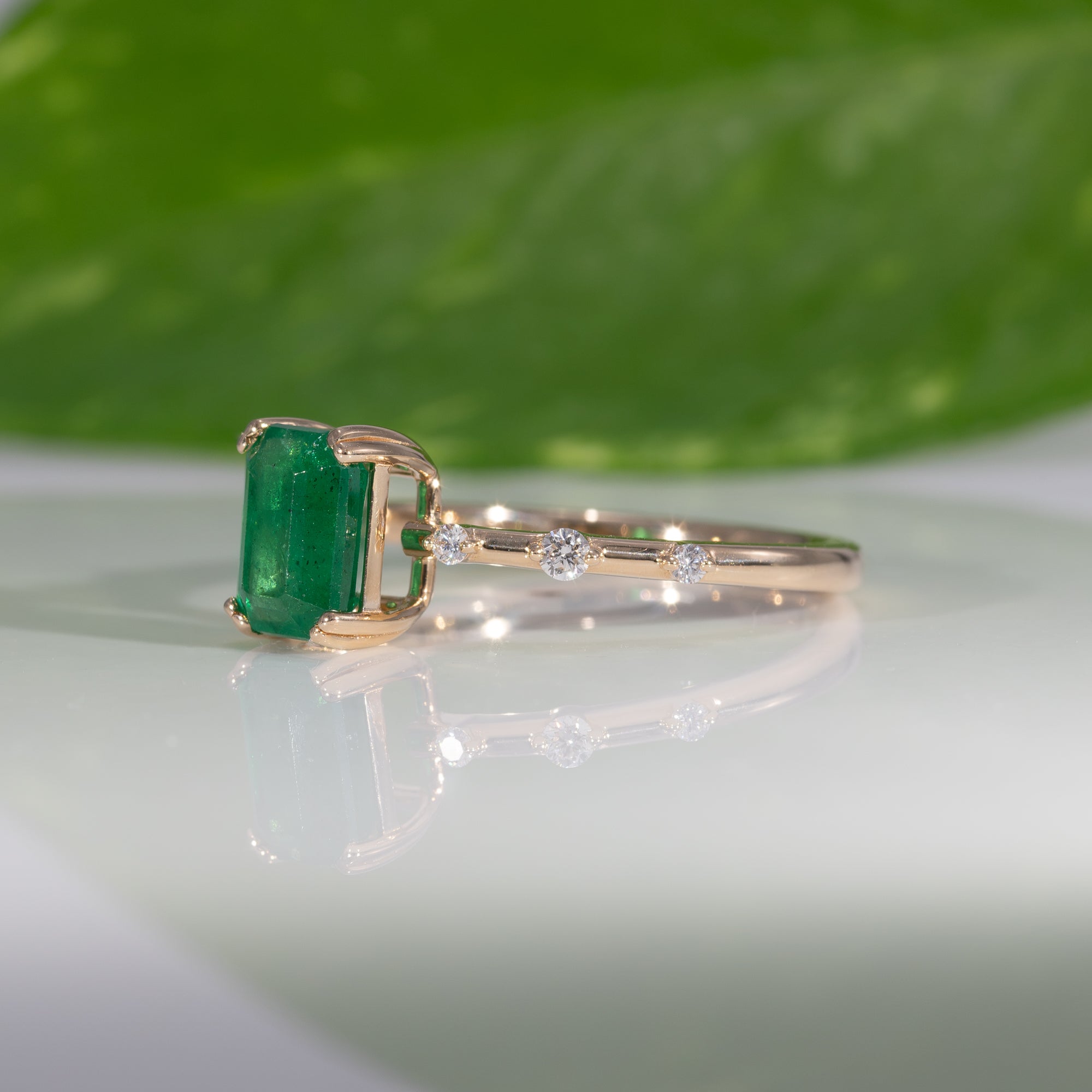 14K Yellow Gold Zambian Emerald Ring