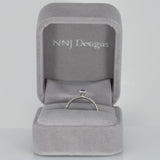 14K white gold purple sapphire round ring with diamond halo