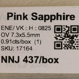 0.91 carat natural pink sapphire oval 7.3x5.5mm loose gemstone – view 2