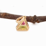 Alizeh Solid 14k Gold Watermelon Tourmaline Pendant with Natural Diamond Accents, 9.5x9mm