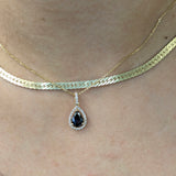 Devin 14k Solid Gold Ceylon Sapphire Pendant with Natural Diamonds Accents, Pear 8x6mm