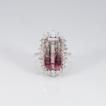 14K white & rose gold bi-color tourmaline ring with diamond accents