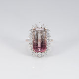 14K white & rose gold bi-color tourmaline ring with diamond accents