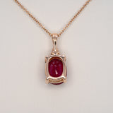 1.7Ct Madagascar Ruby Pendant Necklace with Earth Mined Diamond Accents in Solid 14K Gold – 8x6mm Elegant Ruby Pendant