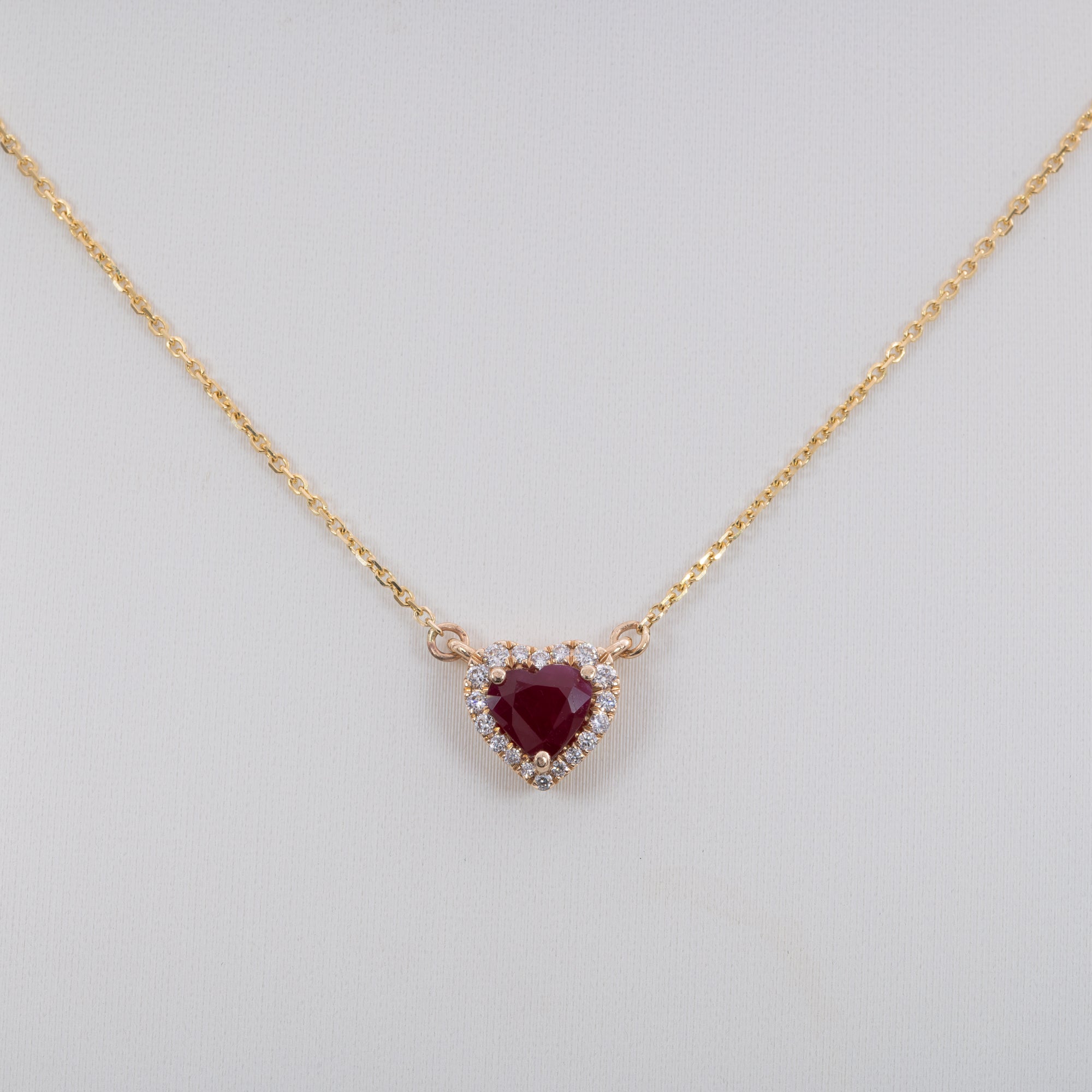 14K yellow gold mozambique ruby necklace