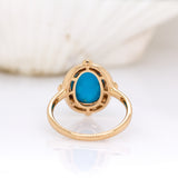 Ambika 14K Solid Gold Sleeping Beauty Turquoise and Diamond Ring | OV 11x9mm