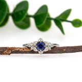 Stacy 14K White Gold AAA Ceylon Sapphire Diamonds Ring | Round 4.6mm