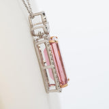 4.4Ct Natural Pink Tourmaline Pendant with Earth Mined Diamond Accents: Solid 14K Gold - Elegant Designer Gemstone Pendant, Fine Jewelry
