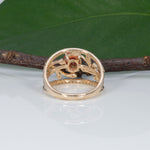 14K yellow gold padparadscha sapphire ring