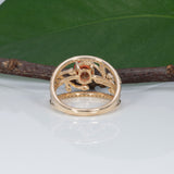 14K yellow gold padparadscha sapphire ring