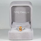 14K white & rose gold imperial topaz ring with diamond accents