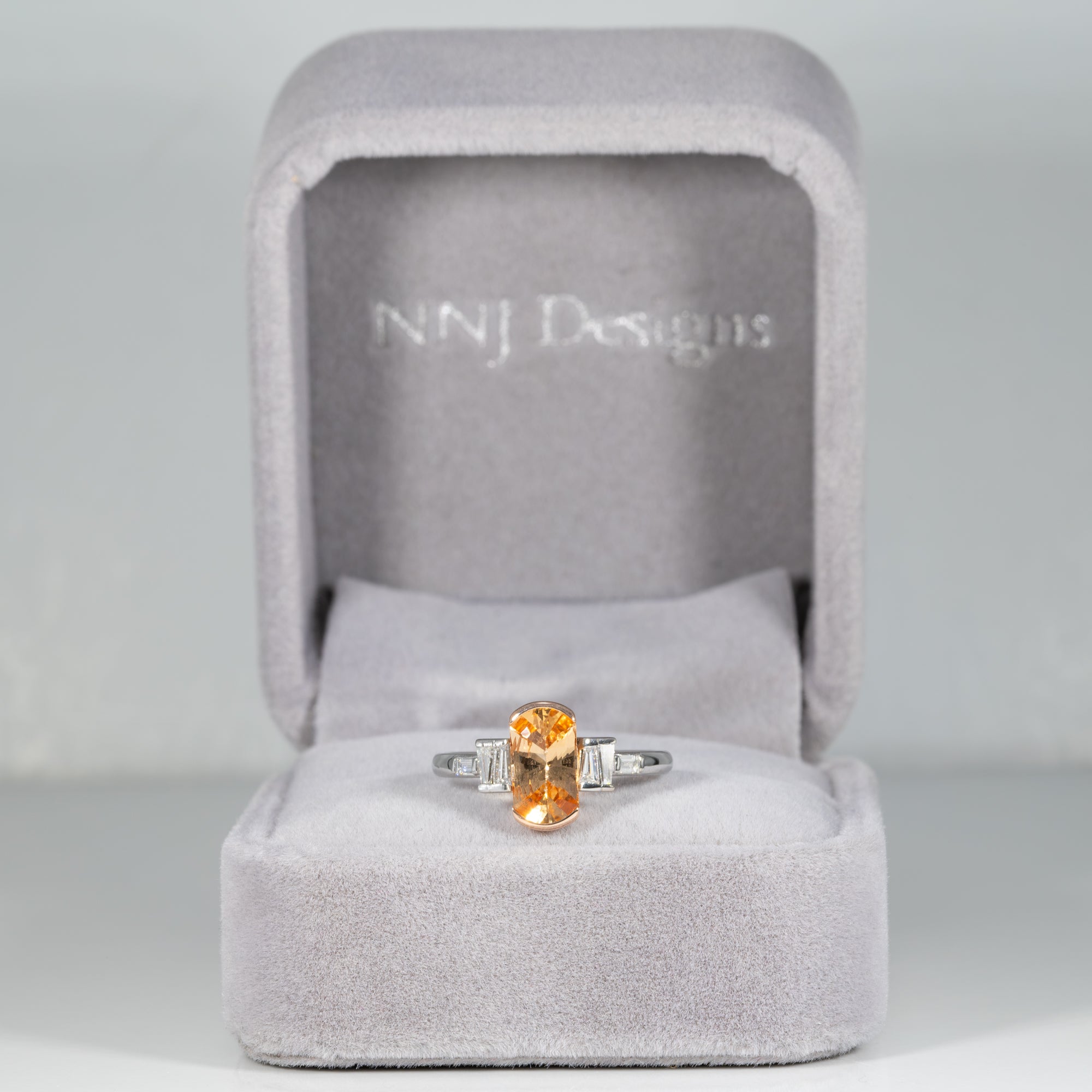 14K white & rose gold imperial topaz ring with diamond accents