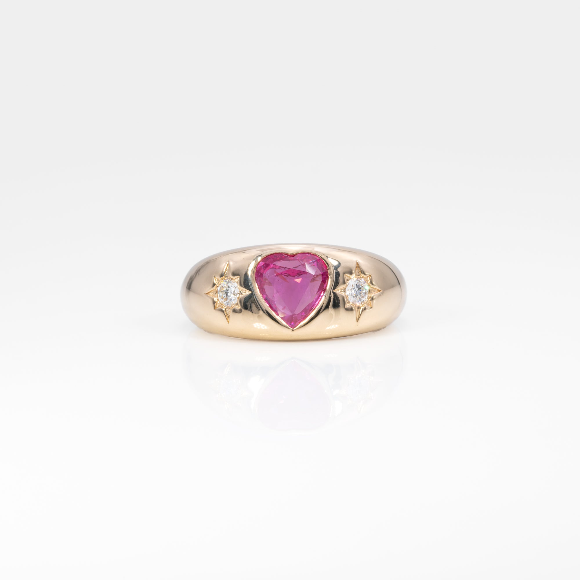 14K yellow gold pink sapphire ring