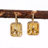 Anvi 14k Solid Yellow Gold Solitaire Citrine Earrings | Emerald Cut 11x9mm