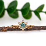 Mira 14K Yellow Gold Paraiba Tourmaline Diamond Ring | Round 4mm