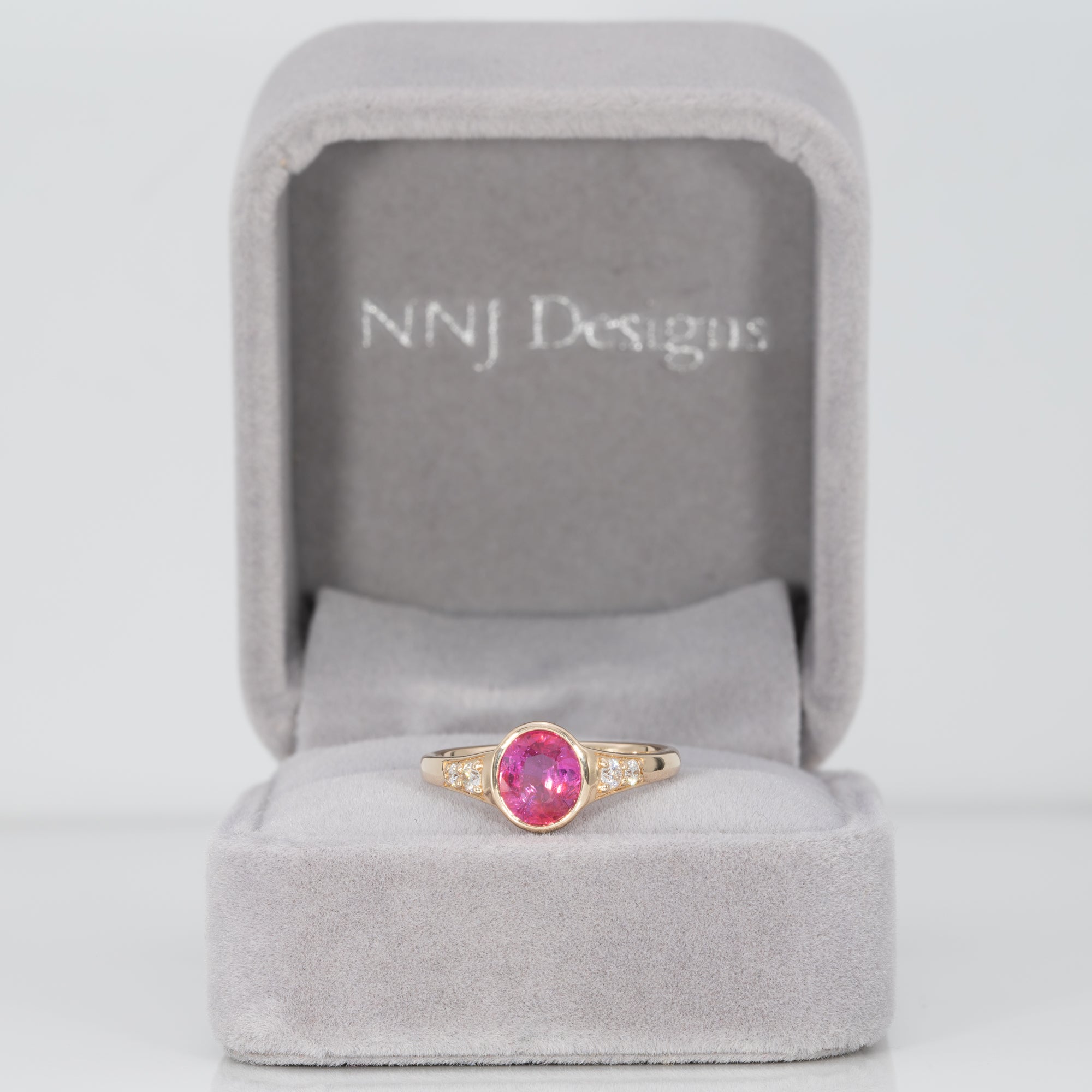 14K yellow gold pink sapphire ring